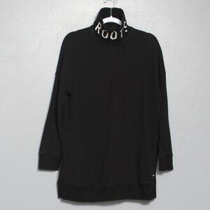 Roots black oversize full zip logo collar sweatshirt